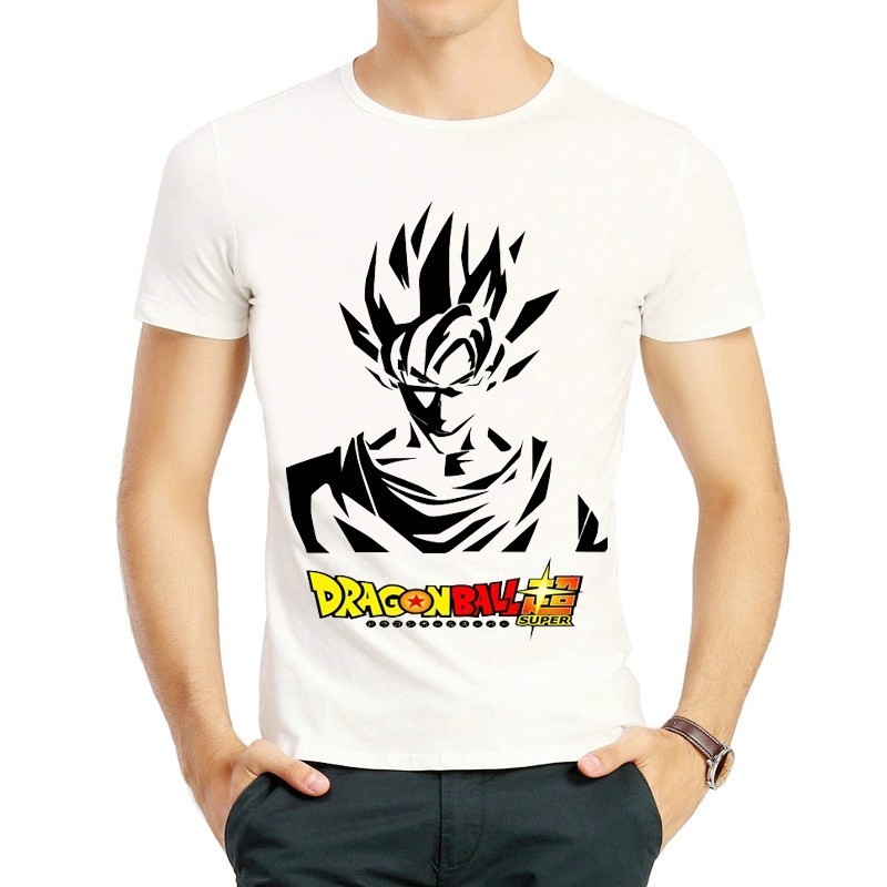 七龍珠T恤白色經典動漫短袖大人小孩悟空衣服dragon ball T-shirt