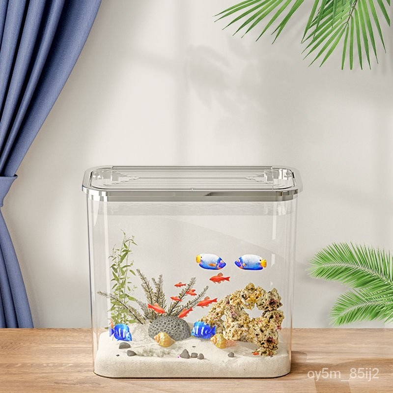 多用途 新款透明塑料金魚缸傢用桌麵辦公室客廳小型亞剋力烏龜飼養生態缸 垃圾桶 魚缸
