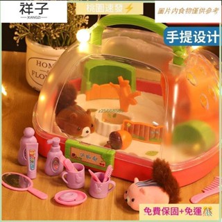 臺貨🎇台灣 寵物養成屋 小松鼠小雞玩具 過家家仿真小動物兒童玩具 女孩生日禮物 松鼠手提屋 小松鼠養成玩具