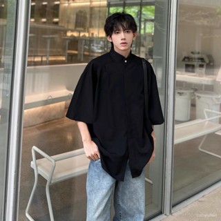 ✨新品特價✨大碼休閒短袖襯衫男 新中式痞帥 冰絲短袖 襯衫男裝 夏季潮牌 中山領襯衣 寬鬆休閒 半袖襯衫 WBWU