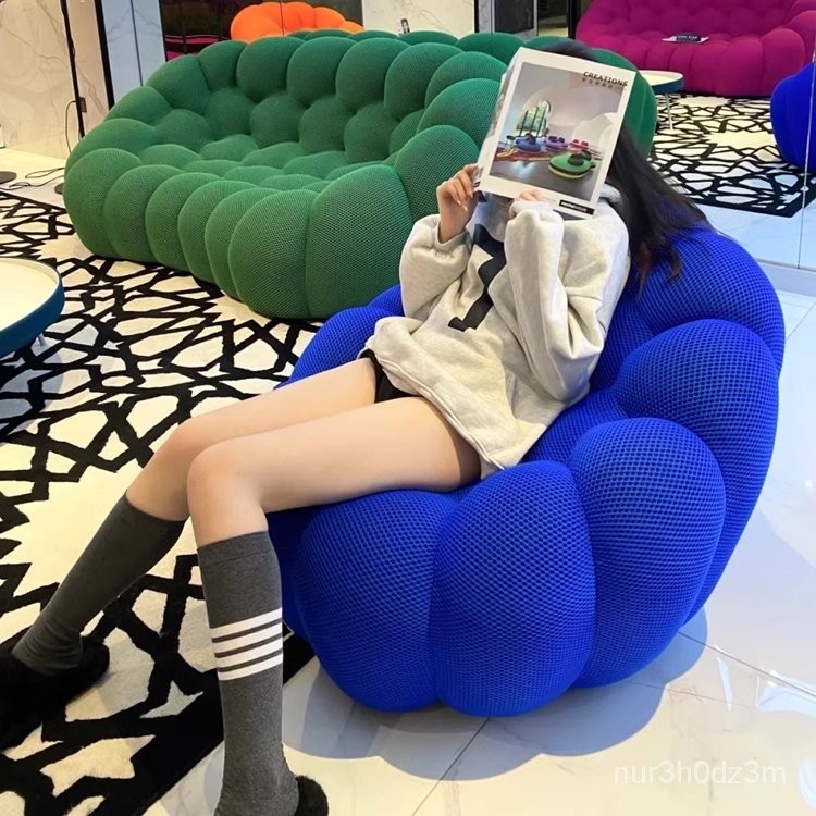 【優選#熱銷】羅奇堡Bubble網紅泡泡定型棉足球沙髮設計師懶人單人意式沙髮椅 Z1LI