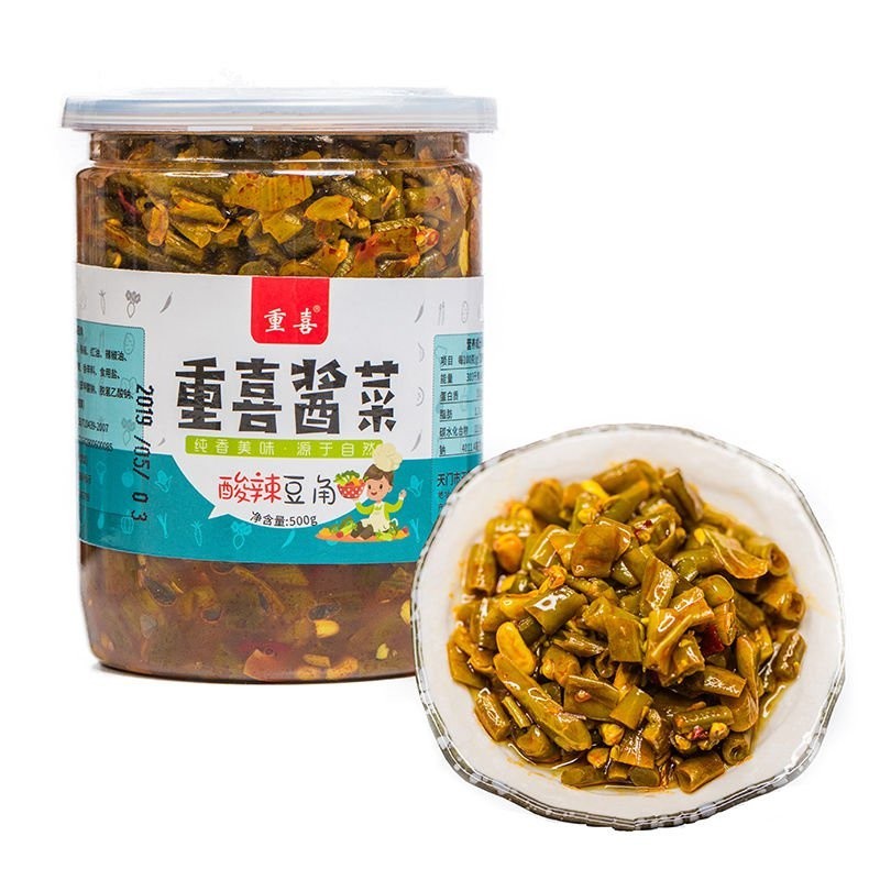 『仲景膳食』重喜 痠豆角 農傢自製 泡菜 痠辣 豇豆 鹹菜 下飯菜 拌麵 香辣 瓶裝 醃製 醬菜調味料 調味粉 底料 酱