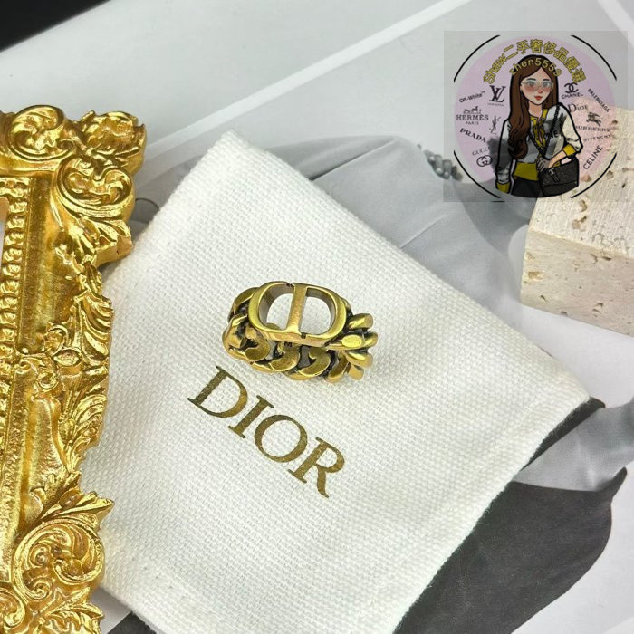 Shaw二手 Dior 30 MONTAIGNE 復古 金色 金屬 戒指 現貨