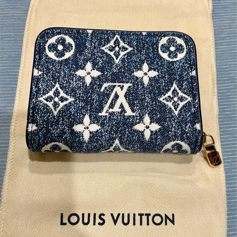 Louis Vuitton 路易威登 LV M81185 藍色丹寧原花牛仔布 拉鏈零錢包