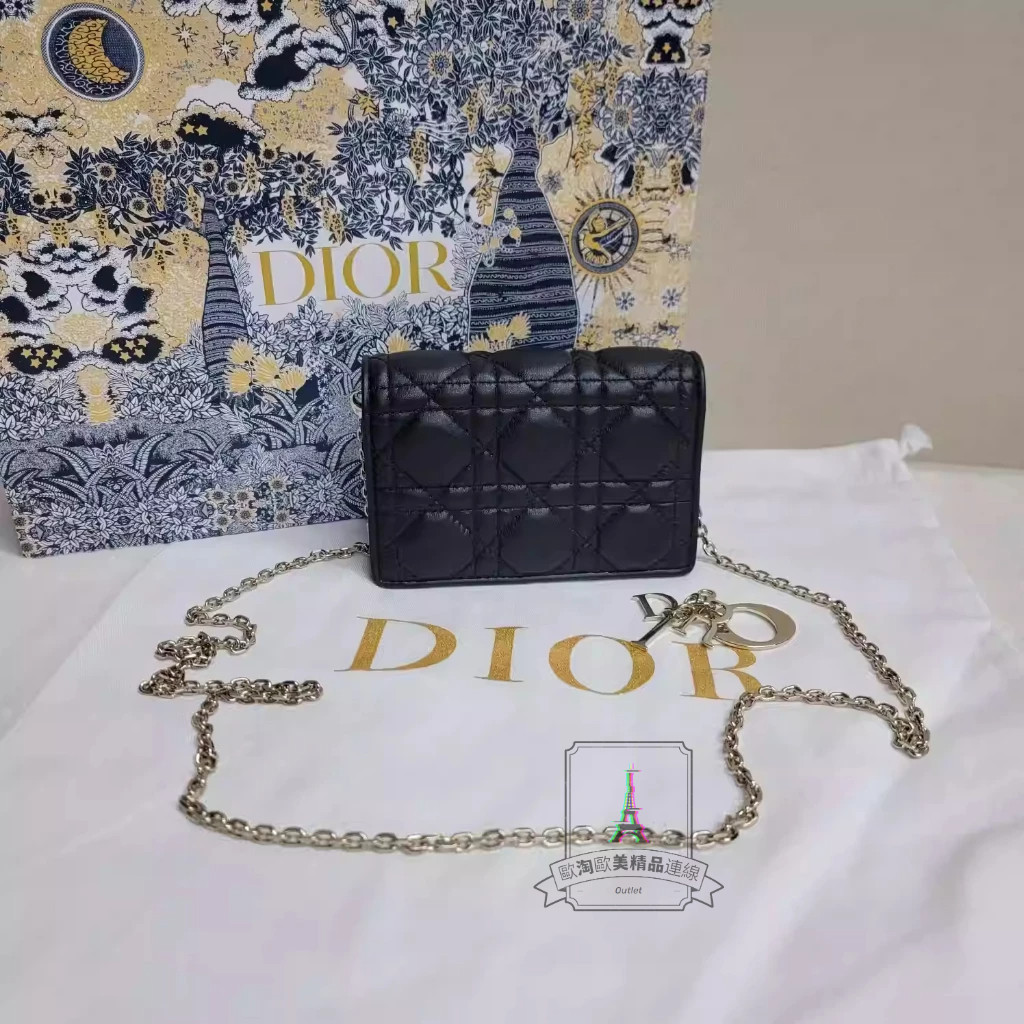 DIOR 迪奧 Lady Dior Woc 黑色藤格紋 鏈帶包 斜背包 S0853ONMJ_M900