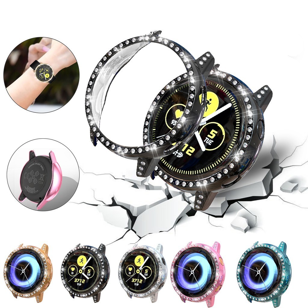 ★三星Galaxy Watch Active2保護殼 PC電鍍鑲鑽全包屏防摔套 Watch Active電鍍運動手錶套