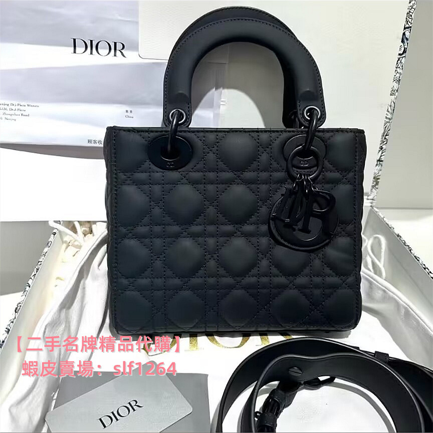 二手精品【DIOR迪奧】DIOR 迪奧 LADY DIOR MY ABCDIOR 迷你磨砂黑戴妃包 5格 實拍