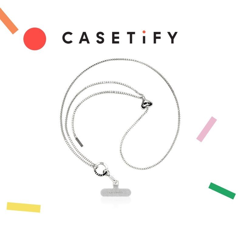 正版 限量 CASETIFY適用于iPhone全系列 金屬愛心斜背帶便攜手機掛繩