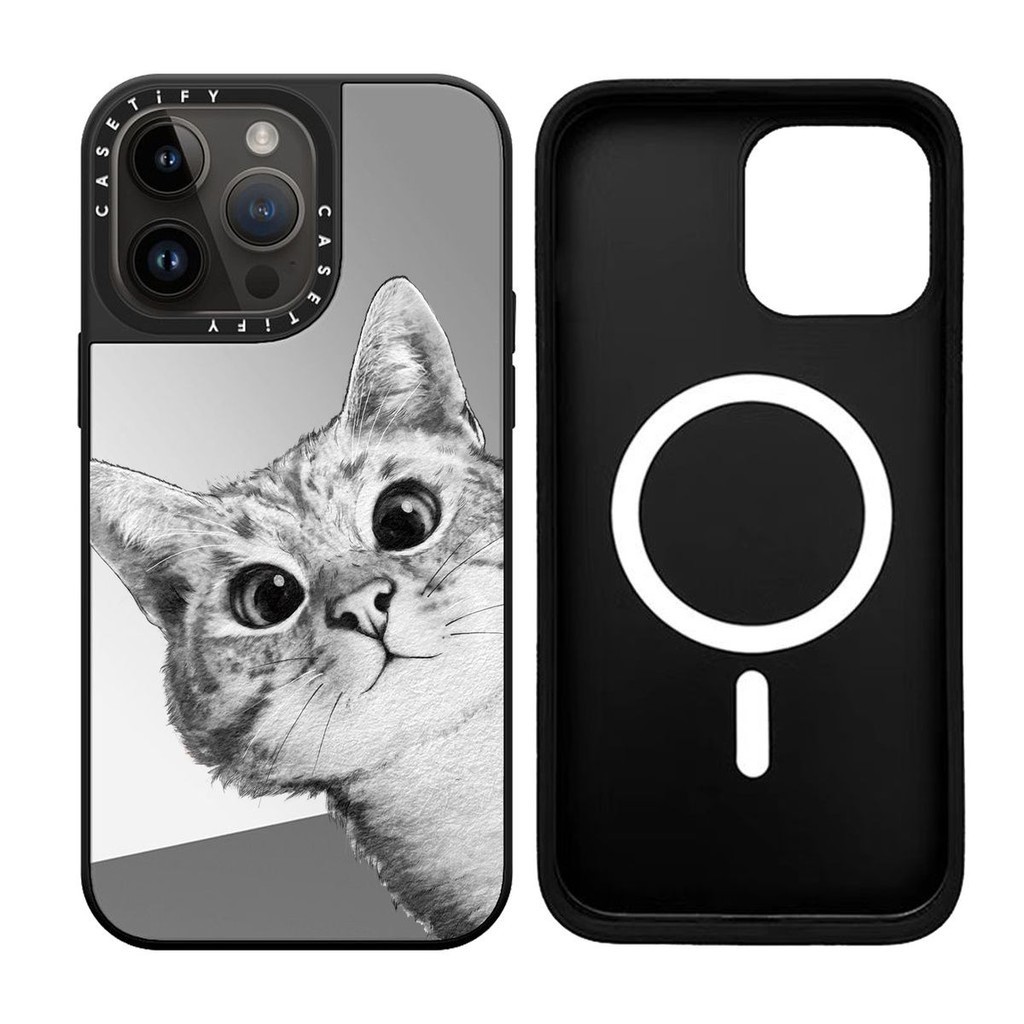正版 限量 CASETIFY磁吸鏡面手機殼探頭貓13Promax適用于iPhone14蘋果15/15pro/15pro