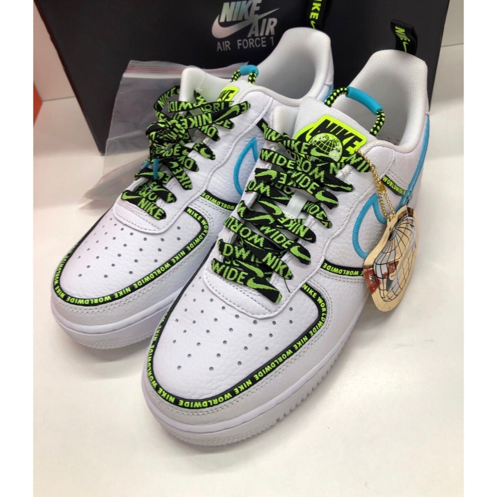 限時特惠 Nike Air Force 1 '07 Worldwide CK7213-100 白藍 螢光 慢跑鞋