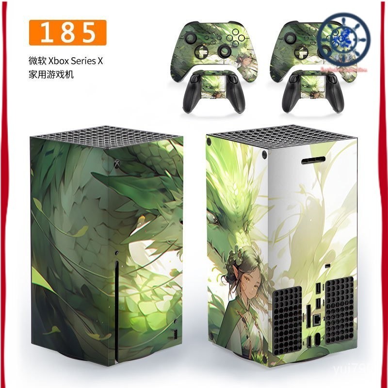 爆彩貼紙🌸適用微軟Xbox Series X傢用遊戲機保護膜 山水貼膜手柄配件防塵貼