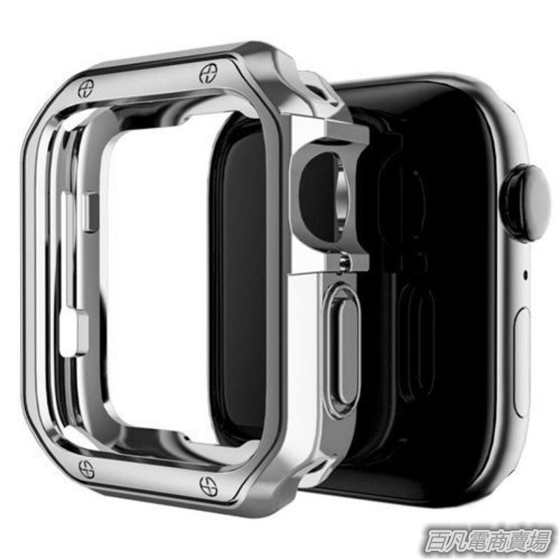 百凡臻選適用iWatch7S鎧甲保護殼蘋果SE手表殼Apple Watch6代54321電鍍套