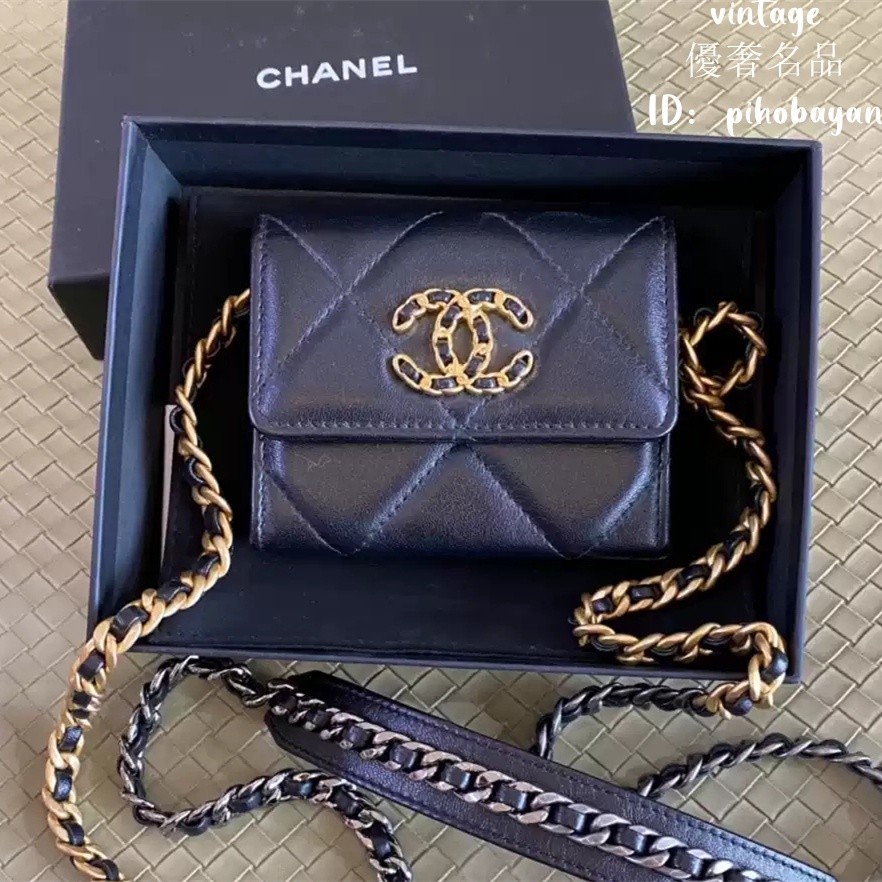 優奢二手 CHANEL 19 BAG 鏈條零錢包 AP1787 香奈兒 羊皮單肩包 斜挎包 鏈條包 口蓋包