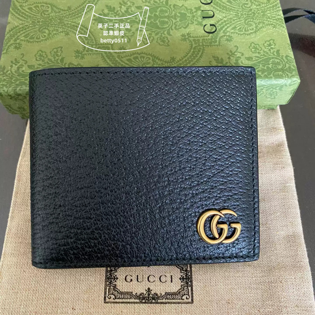 Gucci 古馳 金標雙g 馬蒙錢包 短款雙折錢包 428725 男款皮夾 男款錢包 真皮短夾