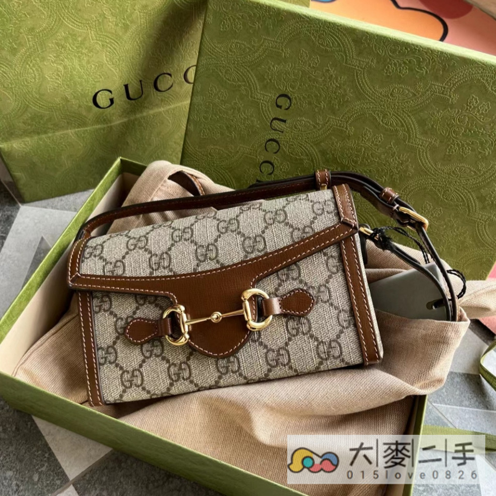 Gucci 古馳 Horsebit 1955 Mini 699296 單肩包 斜跨包 盒子包 橫版 手機包