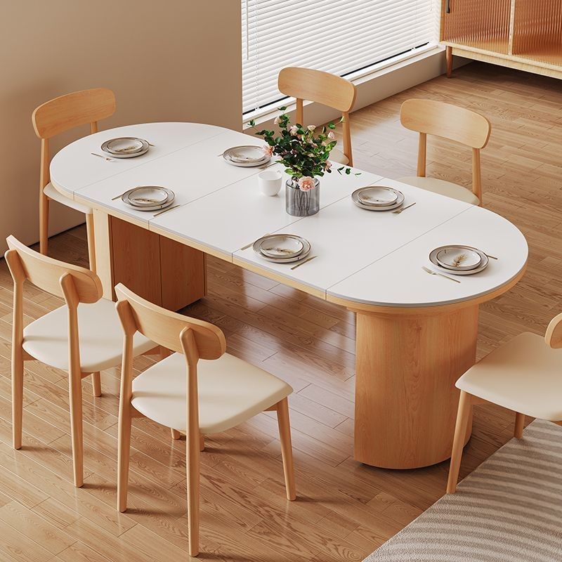 日式原木風全實木可伸縮餐桌椅組閤傢用小戶型折疊可變圓喫飯桌子