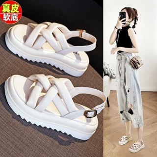 🔥實拍免運🔥涼鞋 平底涼鞋 休閑涼鞋 涼鞋女 外穿涼鞋 防滑 防水 真皮涼鞋女外穿厚底2024夏季新款涼鞋女夏季超軟