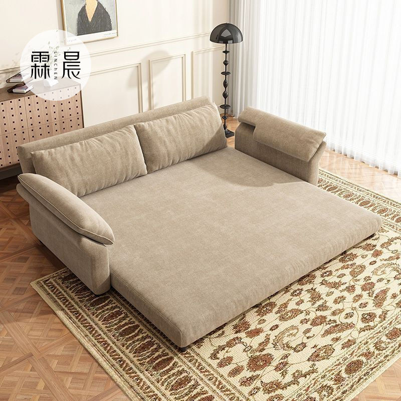 折疊沙發#2024年新款中古風沙髮床折疊兩用客廳小戶型書房公寓伸縮床貓抓佈