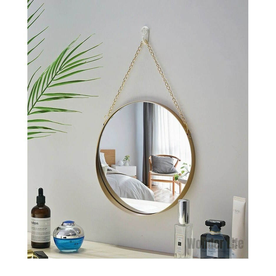 北歐風 金色金屬掛鏡 壁掛圓鏡 化妝鏡 鏡子 圓鏡 掛鏡 金色鏡子