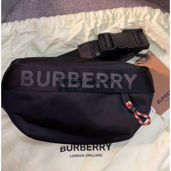 二手精品 Burberry 博柏利 Logo徽標細節 腰包 胸口包 斜背包 80101441