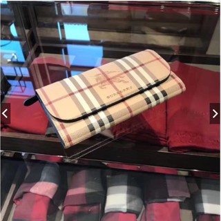 二手現貨 BURBERRY 經典戰馬格紋 口蓋拉錬長夾 發財錢包 現貨