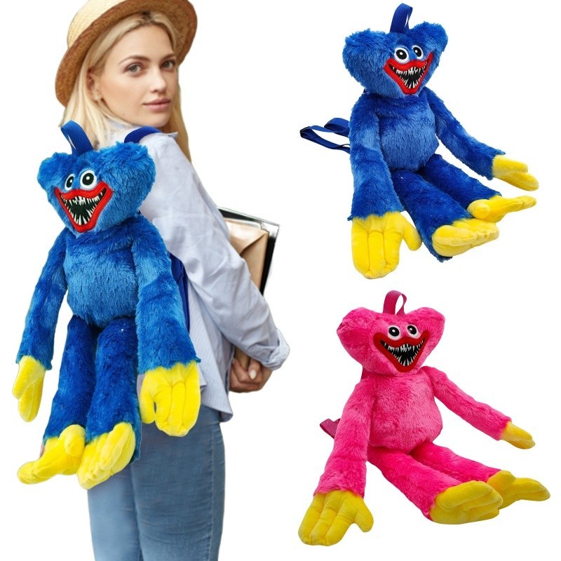 台灣出貨40cm Huggy Wuggy Bag Poppy Playtime 毛絨背包遊戲填充玩具書包兒童女孩娃娃