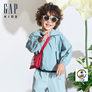 Gap 男幼童裝 Logo防曬印花連帽外套-冰藍色(890297)