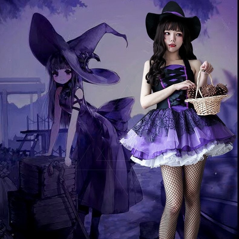 ✨免運✨大尺碼洋裝 公主魔女 紫色Lolita 女巫 洛麗塔 jsk服裝 連衣裙 萬聖節cos服裝 哥特風 聖誕節小惡魔