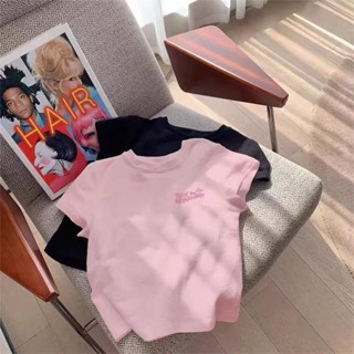 mori🎀mori女童上衣兒童小童短袖t恤2024夏季寶寶卡通字母印花洋氣打底ins