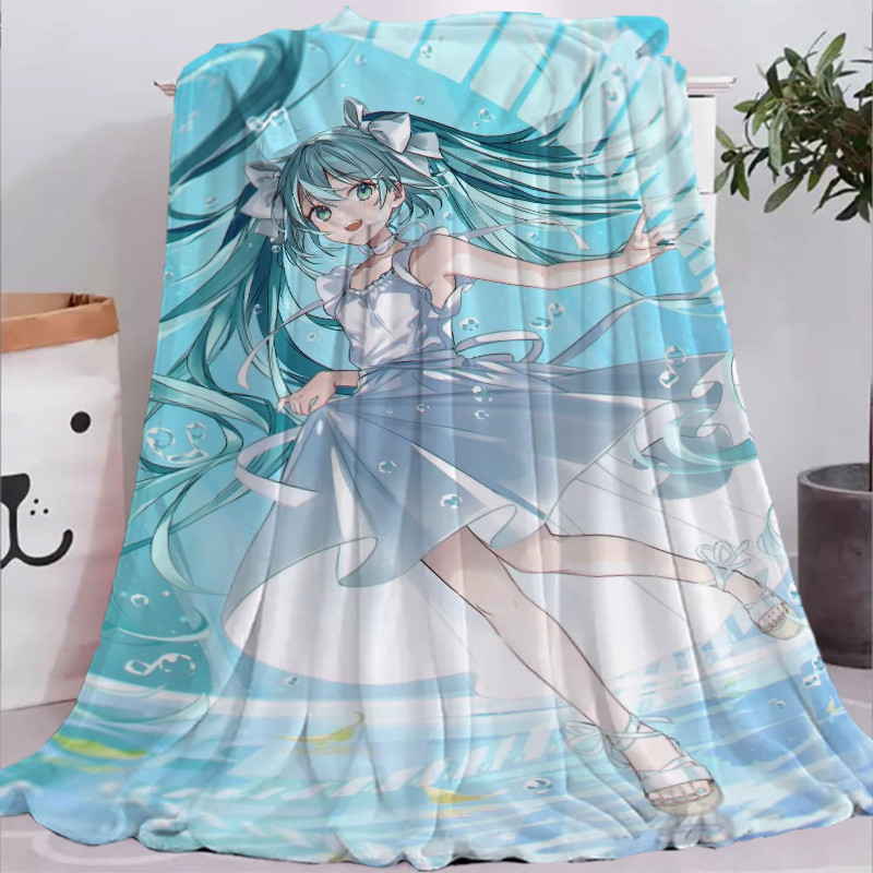 【限時下殺】初音未來 鬥篷 披風 空調毯 毯子 被子  床單 披肩 毛毯 毛絨毯 空調被 涼被 午睡毯
