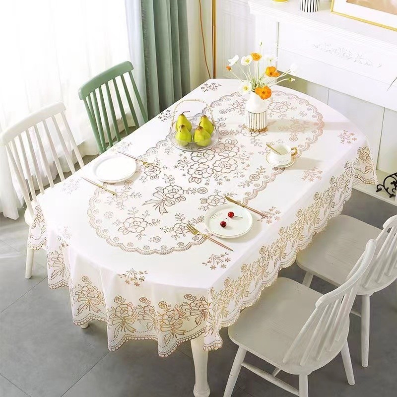 橢圓形餐桌布 防水防油防燙免洗桌布 歐式長方形PVC餐桌布墊 簡約茶几檯布