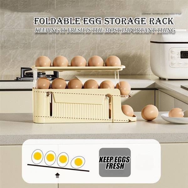 【台湾发货】雞蛋保鮮盒24格 3層可翻轉折疊雞蛋收納盒 防撞雞蛋盒 雞蛋放置盒 冰箱收納盒