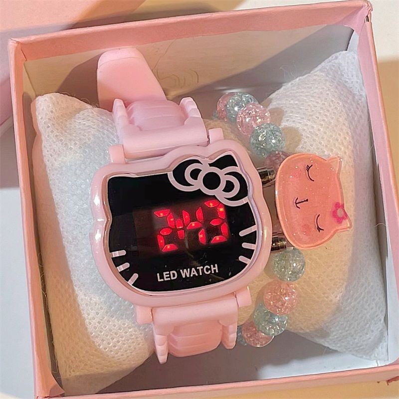 可愛卡通手錶😊可愛Hello Kitty少女心日韓系兒童手表LED夜光高顏值男童卡通防水