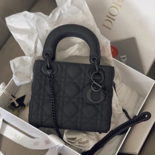 頂級二手Dior 迪奧 黛妃包 Lady Dior mini 三格 磨砂黑 手提包 單肩包 斜背包 貴婦包 側背包