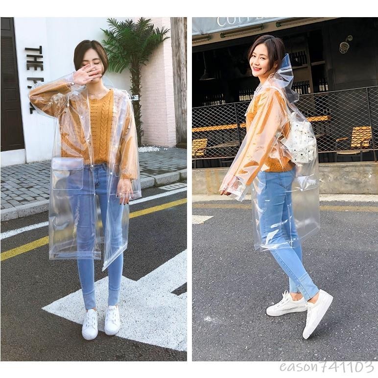 免運 韓國時尚透明雨衣成人徒步戶外旅行釣魚雨披eva環保非一次性高透柔軟時尚韓國透明雨衣