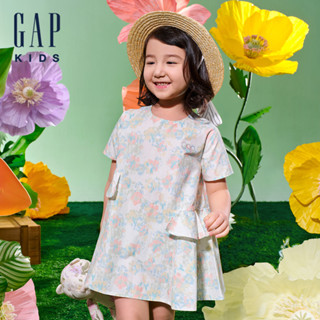Gap 女幼童裝 Logo純棉圓領短袖洋裝-多彩印花(890521)