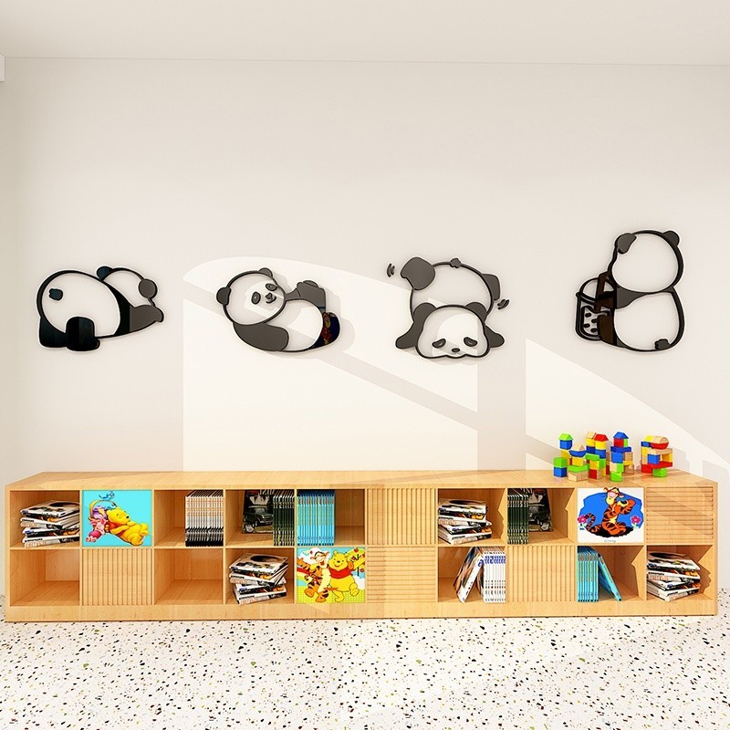▄❣可超取！可愛的熊貓組合壁貼3D立體亞克力防水牆貼貼幼兒園兒童臥室家居裝飾牆貼畫