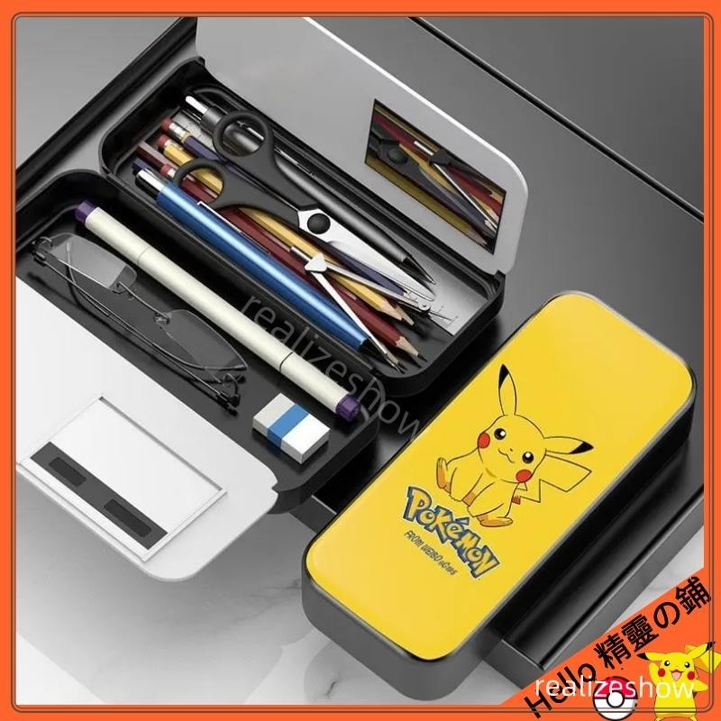 熱銷新品 超大容量多功能雙層鉛筆盒 神奇寶貝寶可夢皮卡丘文具盒簡約筆袋 雙層卡通學生文具 可愛造型鉛筆盒 鉛筆袋YYTZ