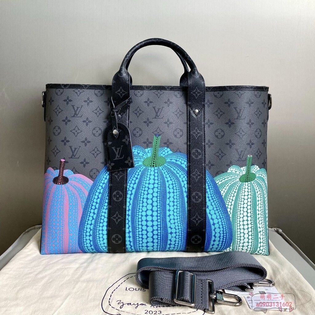 二手LV 路易威登 LV x YK Weekend 草間彌生 南瓜聯名 托特包 手提袋 單肩包 斜挎包M46434