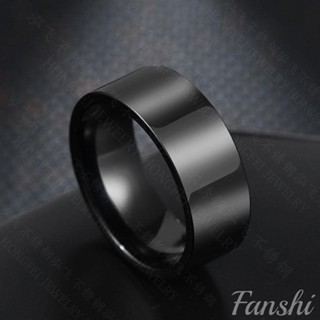 Fanshi｜鈦鋼戒指｜刻字 黑色光面戒指 素圈尾戒 轉運戒指 男生戒指 戒指男 復古戒指 食指戒指 男戒 指環 戒子