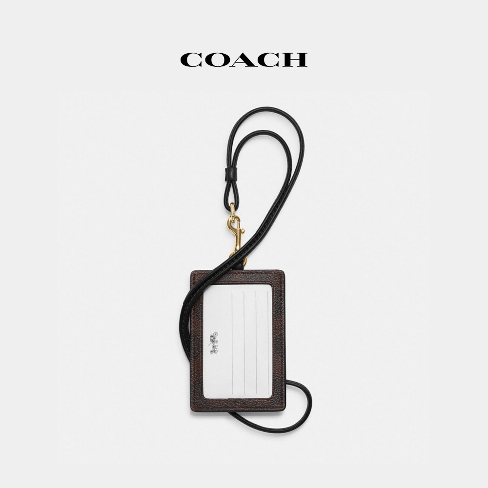 COACH 經典Logo掛繩證件套-IM/棕色/黑色(63274)