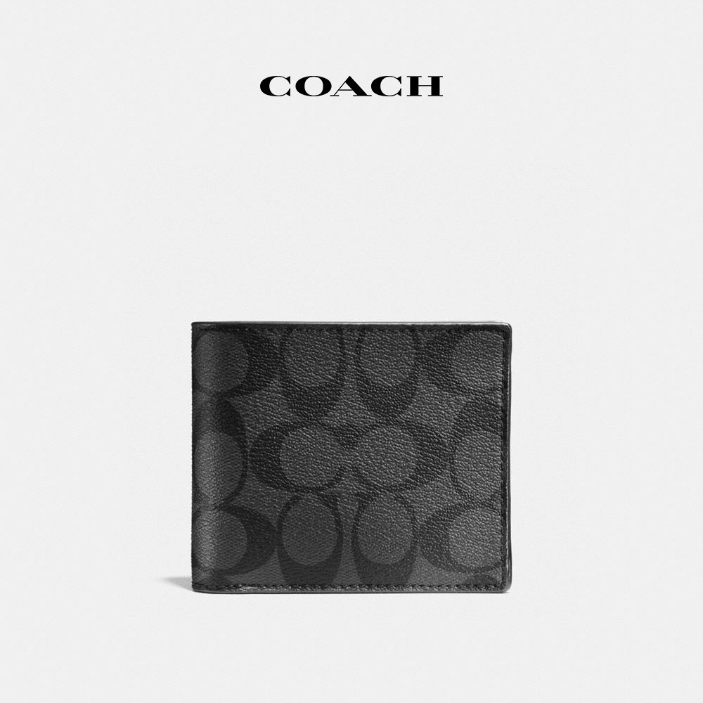 【COACH】經典Logo三合一錢包-碳灰色/黑色(74993)｜官方直營