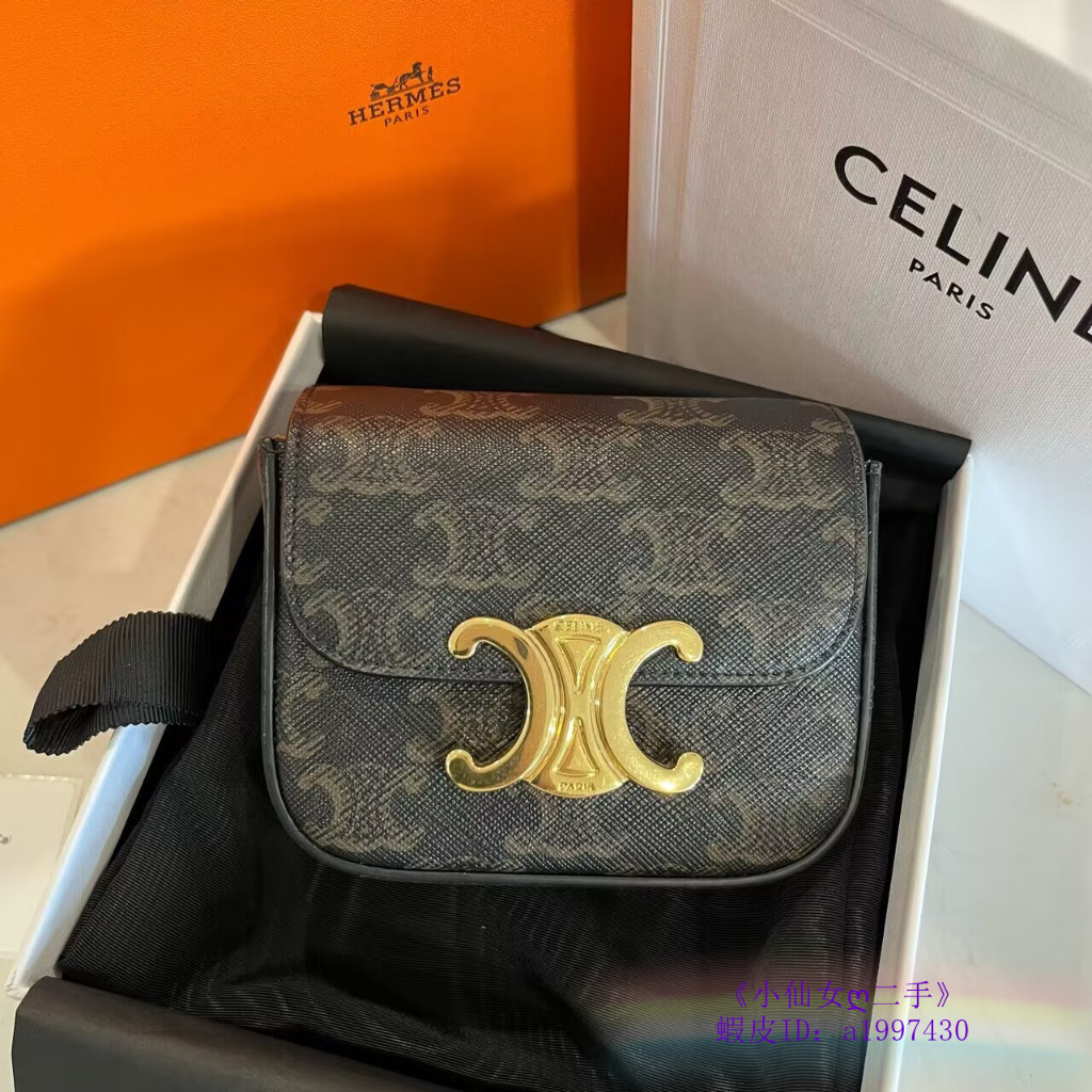 CELINE 賽琳 Airpods 卡包 耳機包 鑰匙包 單肩包 斜挎包 10I512 女款 黃褐色