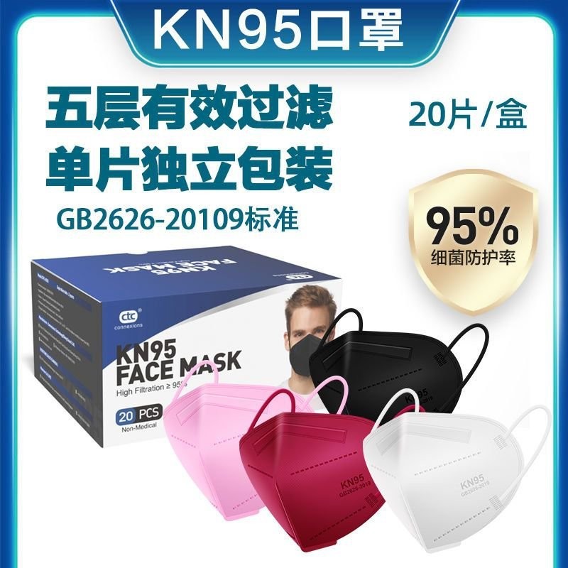 【🔥臺灣熱銷款✨】📢熱銷成人KN95口罩商務部白名單FDA認證外貿3D五層防護N95口罩獨立包裝 9YT9