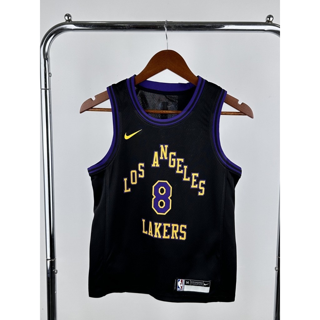 青年童裝24賽季湖人隊城市版24號科比6號詹姆斯15號裏弗斯NBA球衣