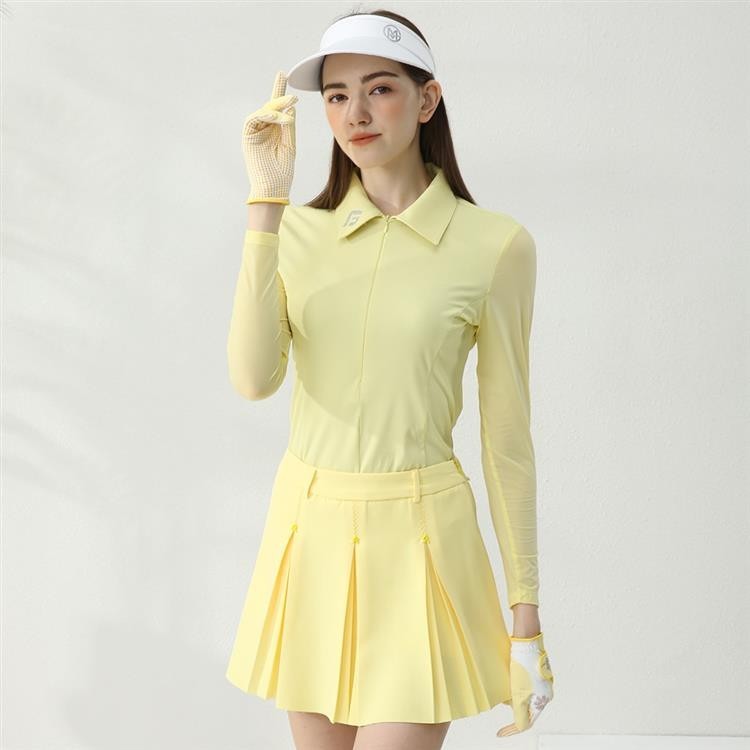 KK優選 高爾夫球衣 高爾夫女裝 長袖上衣女 韓版女裝 新款高爾夫女裝冰絲長袖夏季冰絲衣短裙套裝韓版緊身GOLF運