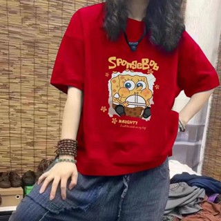 臺灣出貨【100%純棉】短袖上衣 短袖 T恤女 海綿寶寶衣服 情侶短袖 寬鬆上衣 大碼上衣 卡通上衣 潮牌衣服 短袖女