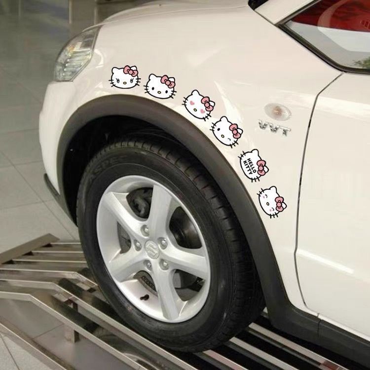 汽車電動機車hellokitty車貼遮擋劃痕車身裝飾改裝kt貓防水防晒