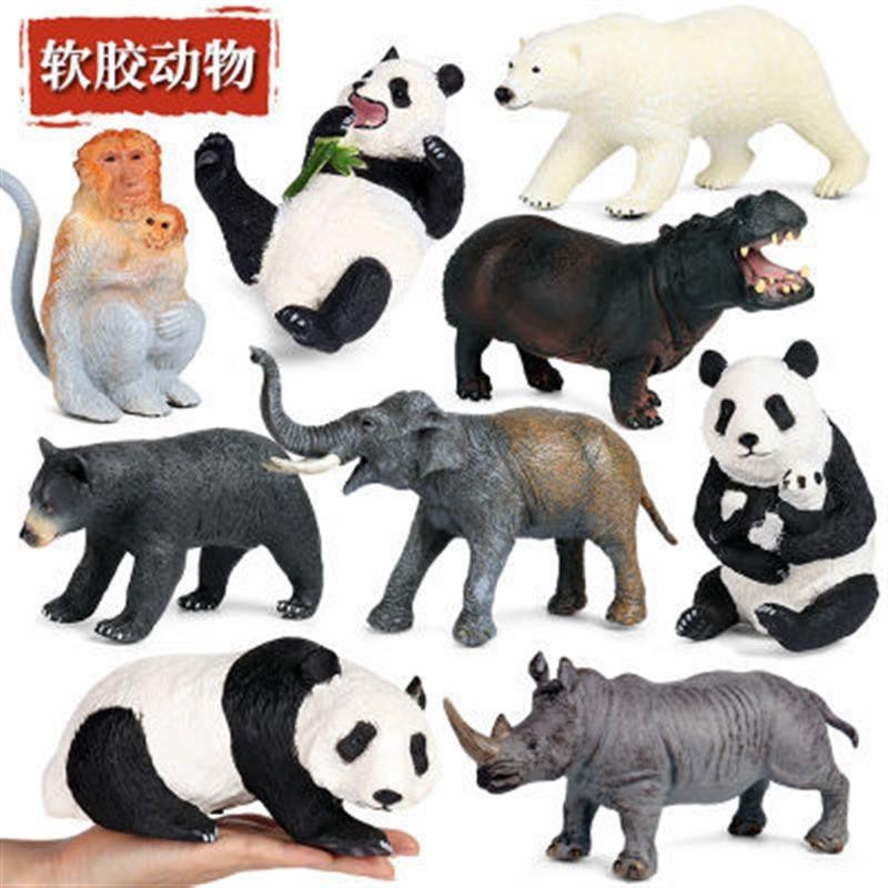 🧨台灣出貨🧨仿真動物模型軟膠大象老虎獅子奶牛綿羊北極熊猩猩河馬兒童玩具