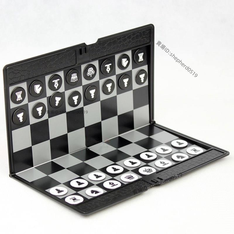 國際象棋 外貿Mini 國際象棋 便攜 式 軟膠磁性 折詁 皮標款 迷你學生訓練用棋💖超實惠